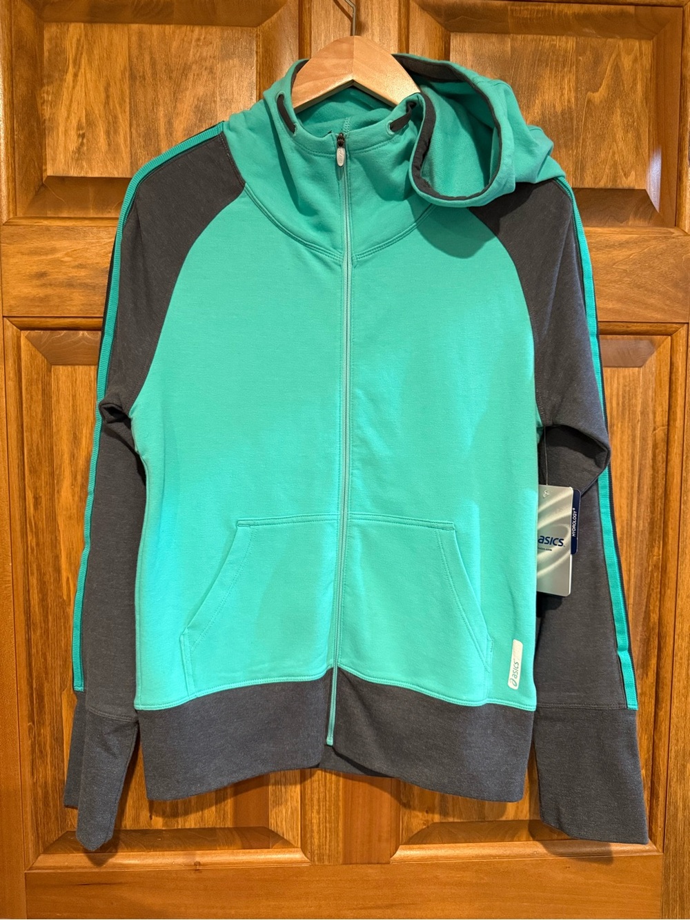 NWT ASICS Women’s Teal and Charcoal Full-Zip Hoodie